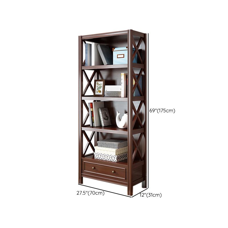 Standard Wooden Bookshelf Closed Back Contemporary Bookcase with Drawers