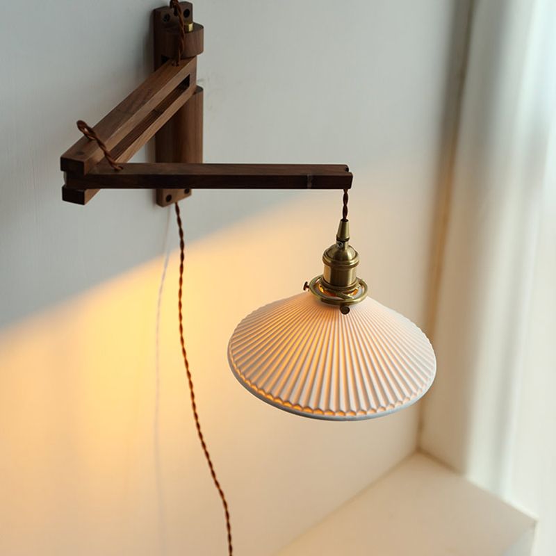 Iluminación de pared de doble brazo de madera estilo contemporáneo 1 lámpara de pared de luz
