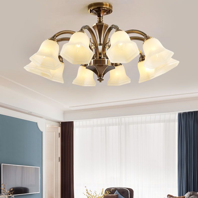 American Style Ceiling Light Bell Shape Ceiling Lamp with Glass Shade for Living Room