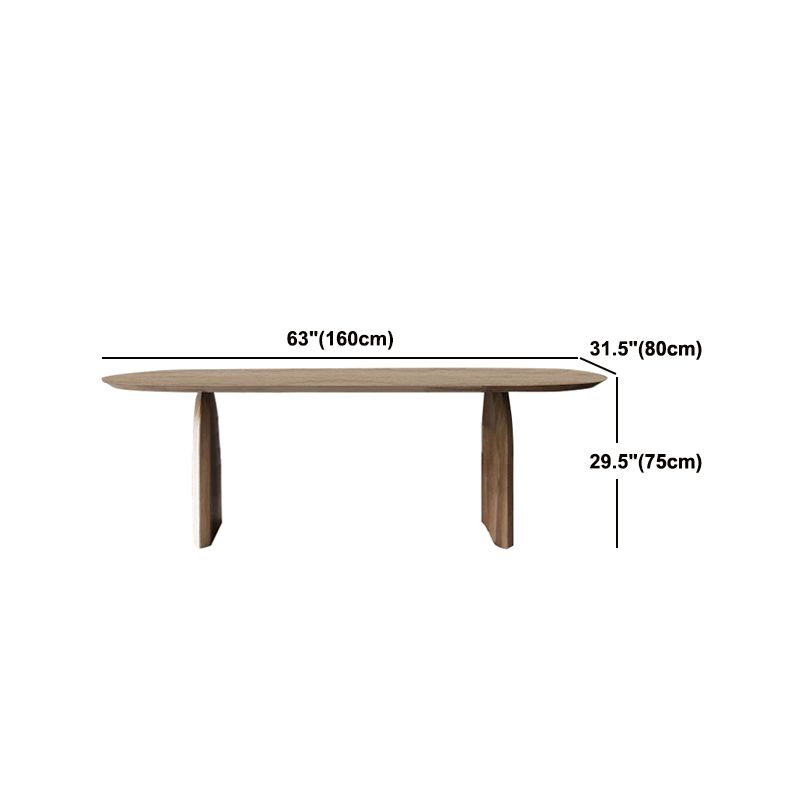 Oval Solid Wood Dining Table Modern Natural Furniture with Double Pedestal for Kitchen