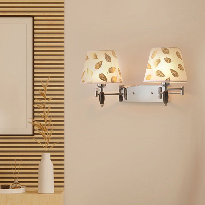 Modern Style Simple Wall Light Natural Burlap Shade Swing Arm Wall Sconce