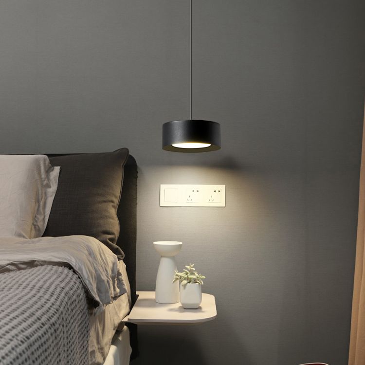 Simplicity Drum Shaped Hanging Pendant Light Metal LED Bedroom Down Lighting Pendant