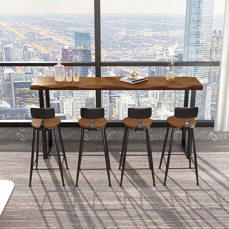 Industrial Pub Dining Set 1/2/5 Pcs Rectangular Solid Wood Pub Set for Home