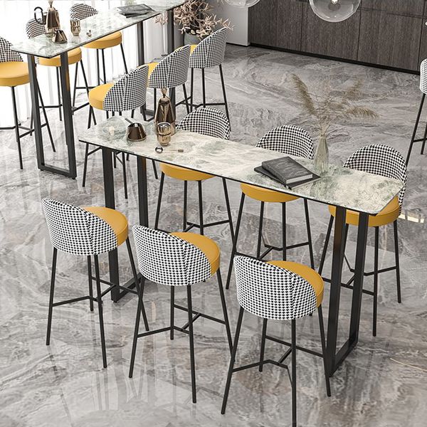 Sled Rectangle Stone Bar Stool Table Modern Indoor Fixed Table Patio Bar Table