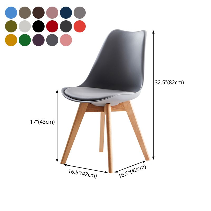 Scandinavian Indoor Side Chair Solid Back Upholstered Dining Room Chair with Wood Legs