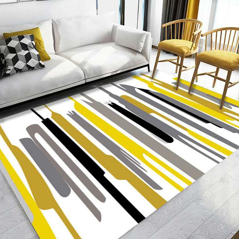 Minimalistic Living Room Rug Multi Color Geometric Print Rug Polypropylene Machine Washable Stain Resistant Non-Slip Rug