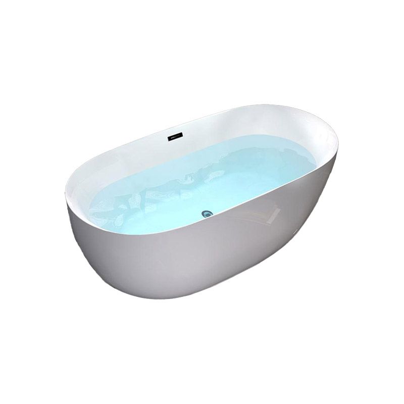 Modern White Acrylic Bathtub Freestand Soaking Bathtub with Drain Bath Tub