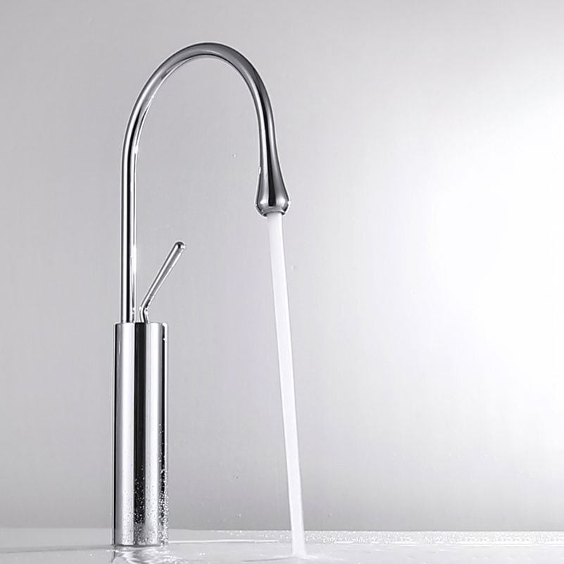Gooseneck Lever Handles Sink Faucet Modern Circular Brass Bathroom Sink Faucet