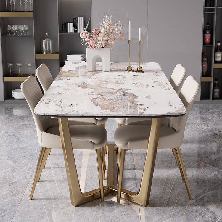 Glam 1/4/5/7 Pieces Rectangle Dining Table Set with Sintered Stone Scalable Dinette Set