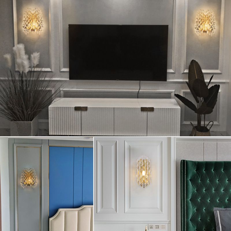 Modern Style Wall Light Crystal Sconces in Transparent for Bedroom