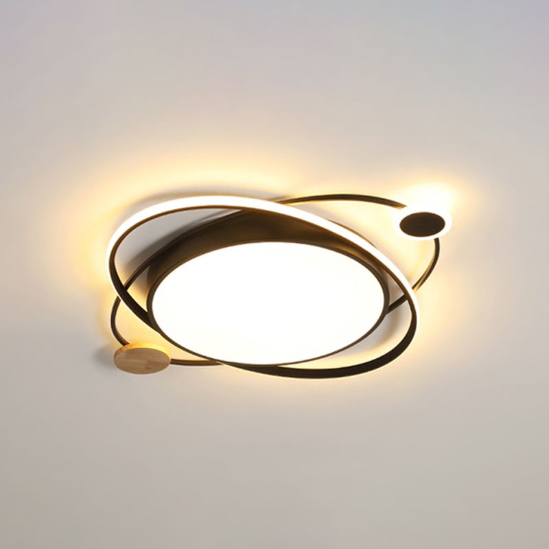 Metal Round Shape Flush Ceiling Light Modern Style 3 Lights Flush Mount Lighting