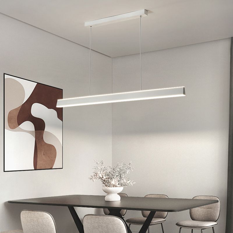 Simple LED Island Light Modern Style White Hanging Light for Dining Room