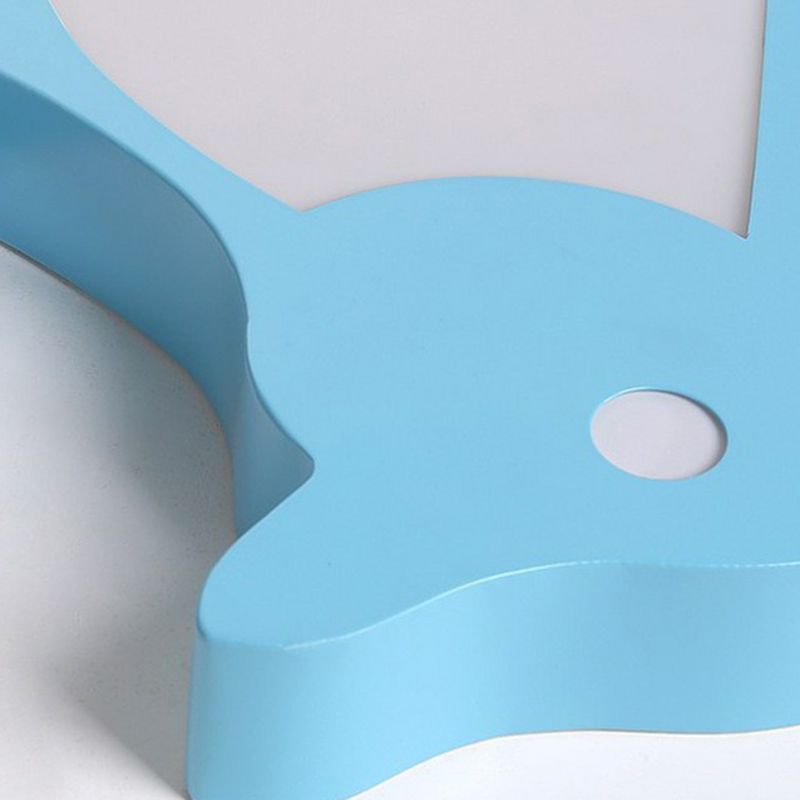 Plafonnier LED bleu métallisé en forme d'écureuil pour enfants, luminaire de plafond pour chambre à coucher