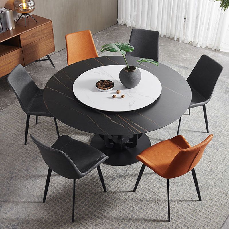 Industrial Style Solid Back Chair for Kitchen Faux Leather Dining Chairs