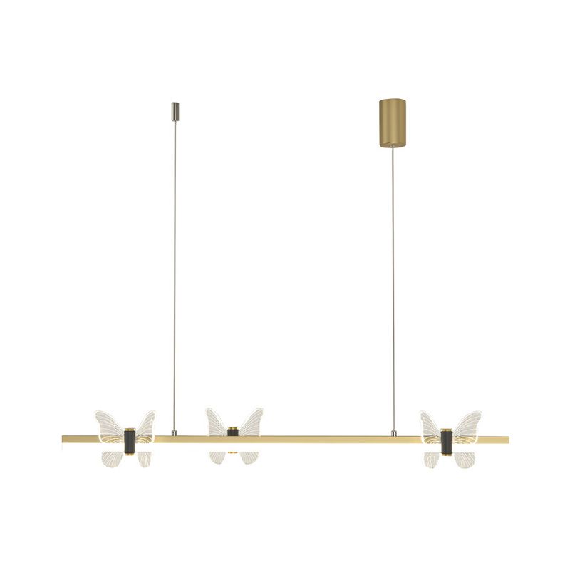 Linear Island Light Modern Lighting Chandelier Metal 1 Light Pendant Light Fixture