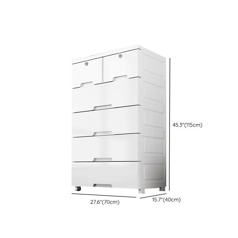 Rectangular Plastic Wardrobe Teen Style Simple White Bedroom Storage Cabinet