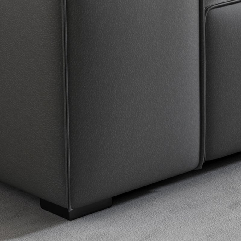 Scandinavian Grey Faux Leather Square Arm Sofa/Sectional with Wear-Resisting
