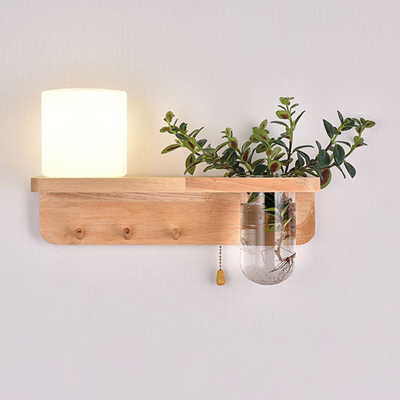 Moderne Holz Wandleuchte Scheuel ohne Pflanzen kreative Glasschattenwandleuchte
