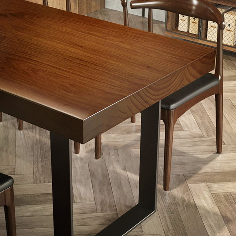 Industrial 1/4/5/7 Pieces Furniture Solid Wood Rectangle Dining Room Set in Brown