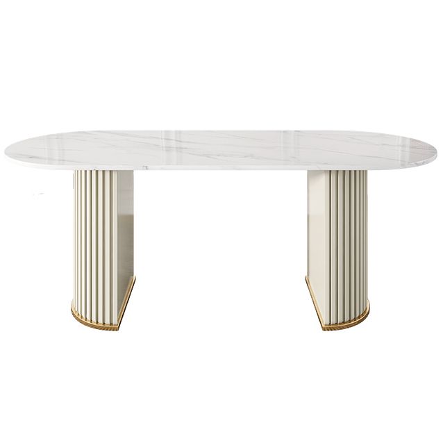Minimalistische ovale witte eettafel Standaard eettafel van gesinterd steen voor keuken