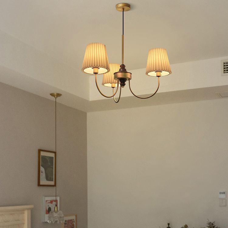 Cone Chandelier Light Traditional 3-Light Suspension Light with Fabric Shade