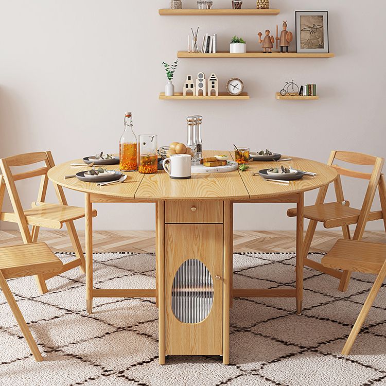 Mid-Century Modern Dining Table Solid Wood Drop-Leaf Dining Table for Home