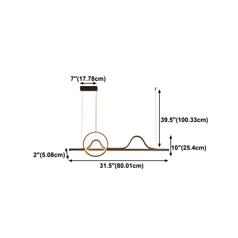 Linear Shape Island Pendants Contemporary Metal 3 Light Pendant Lighting Fixtures in Black