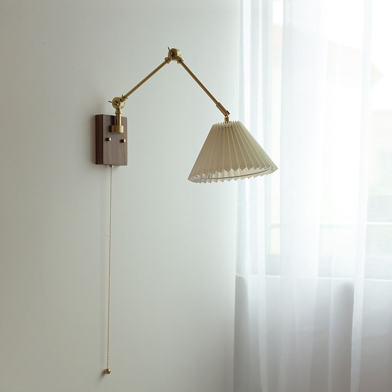 Modern Style Flared Wall Mounted Lamps Wood 1 Light Wall Sconces in White