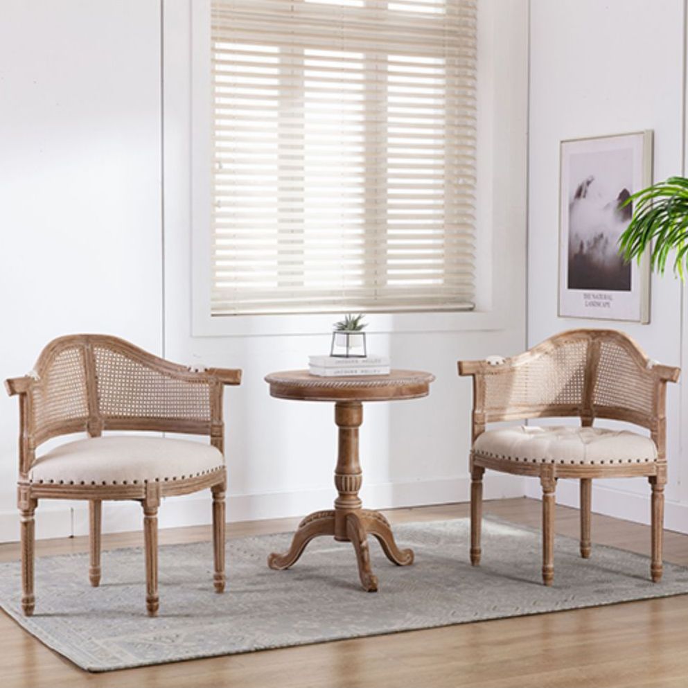Sillas de madera de caucho estilo campestre, juego de sillones con respaldo abierto para comedor y cocina