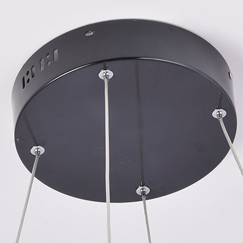 Elektroplate aluminium led kroonluchter in moderne eenvoud acryl circulaire hanglamp in zwart