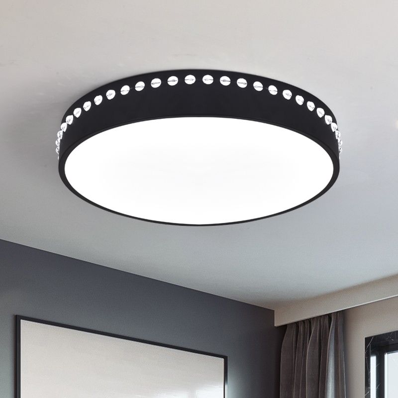 Drum Acrylic Ceiling Light Fixture Modern LED Black/White/Grey Flush Mount Lighting in Warm/White Light, 14"/18"/21.5" Dia