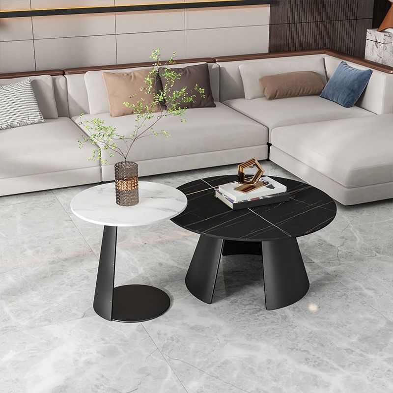 Glam Cocktail Table Pedestal/3 Legs Slate Round Single Coffee Table