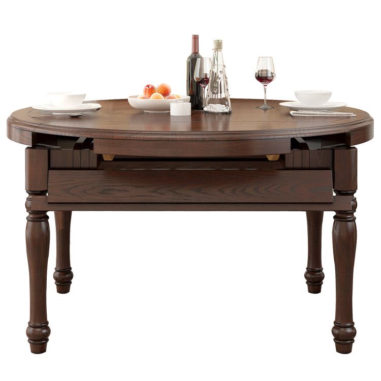 Mid-Century Modern Round Kitchen Dinner Table Solid Wood 4 Legs Dining Table