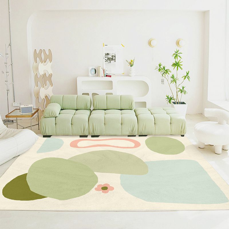 Abstract Pattern Living Room Rug Color Block Carpet Polyester Washable Area Rug