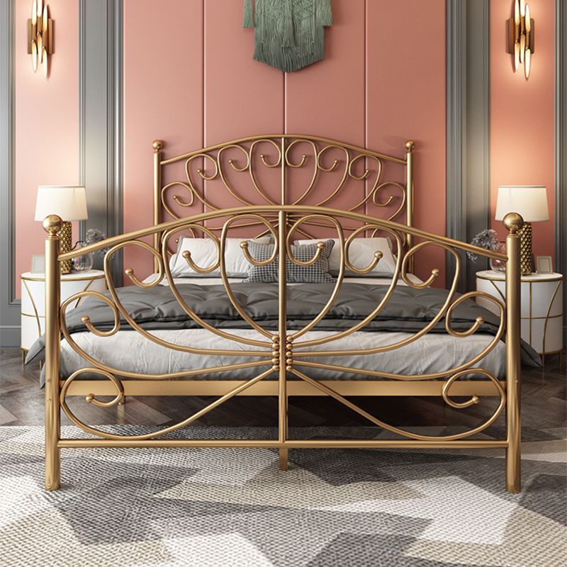 Metal Open-Frame Bed 45.27" High Wire-Grid Bed with Custom Gold Legs