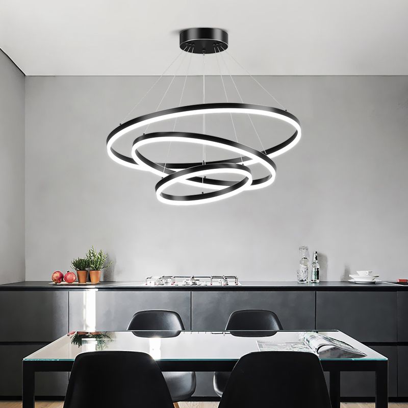 Modern Style Circles Pendant Light Fixtures Metal Multi Lights Suspension Pendant
