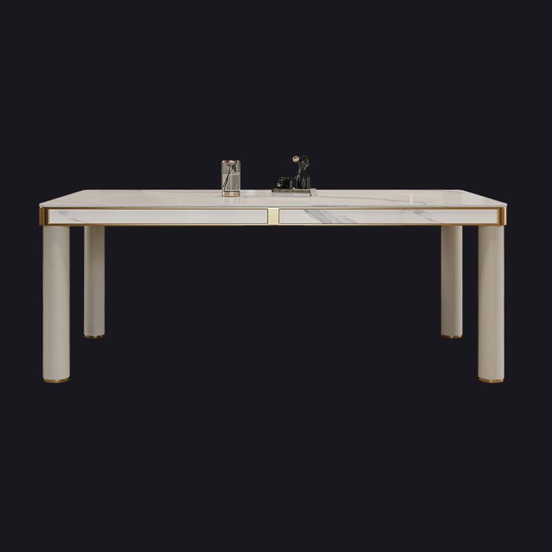 Luxury Sintered Stone Dining Table 4 Legs Base Scratch Resistant Rectangle Table for Home
