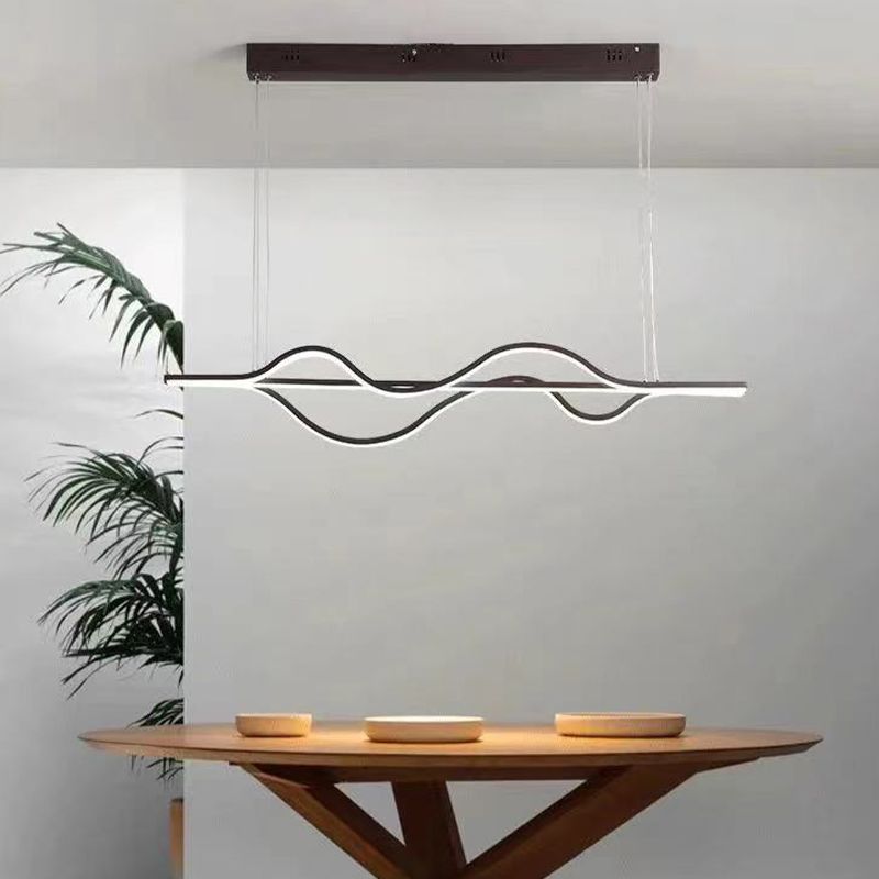 Minimalist Hanging Island Light Metal Dining Room LED Island Pendant Light