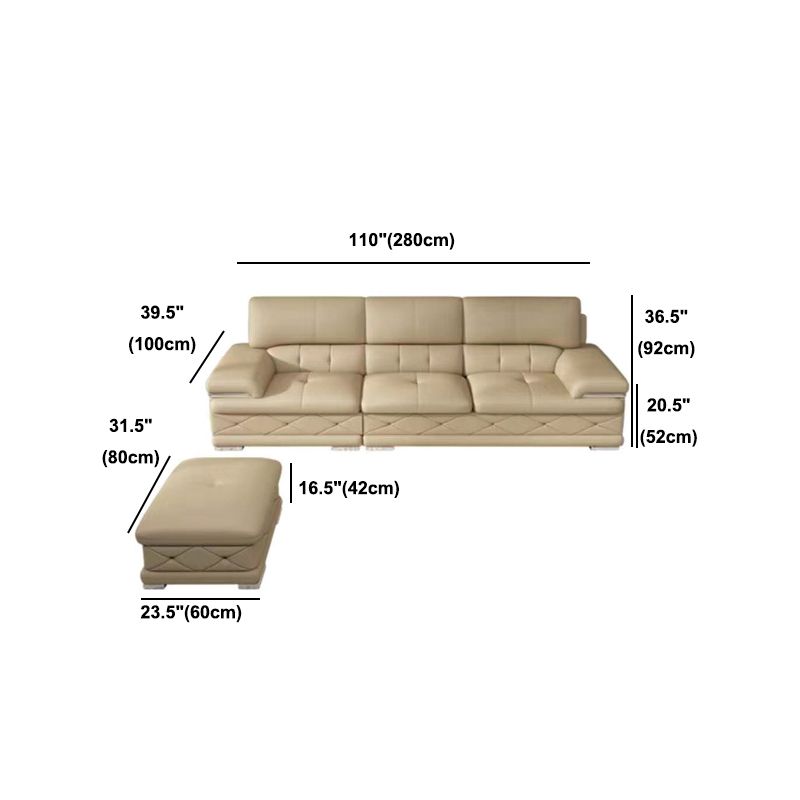 Genuine Leather Sofa & Chaise Modern Tufted Pillow Top Arm Sofa