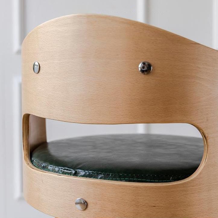 Contemporary Wood Stool Faux Leather Counter Stool in Matte Finish for Indoor