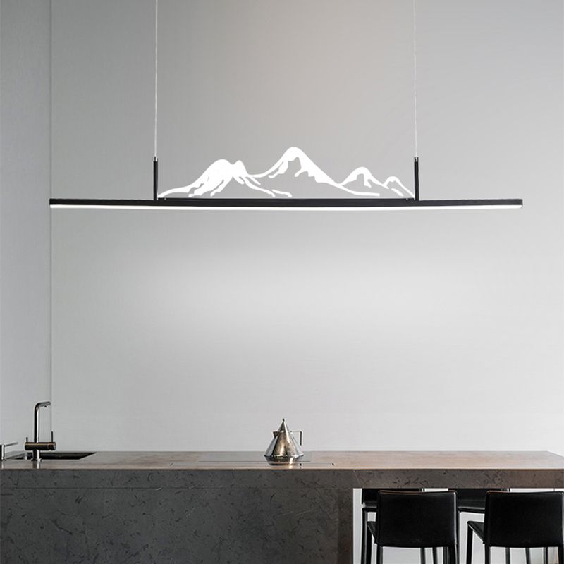 Luz de metal lineal lámpara de luz contemporánea 1 luz colgante de cocina ligera