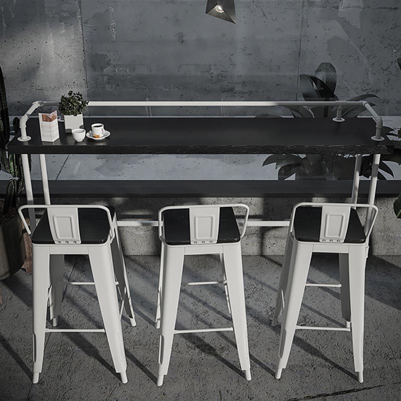 Industrial Rectangle Wood Bar Table 42-inch Height Water Pipe Pedestal Bistro Table