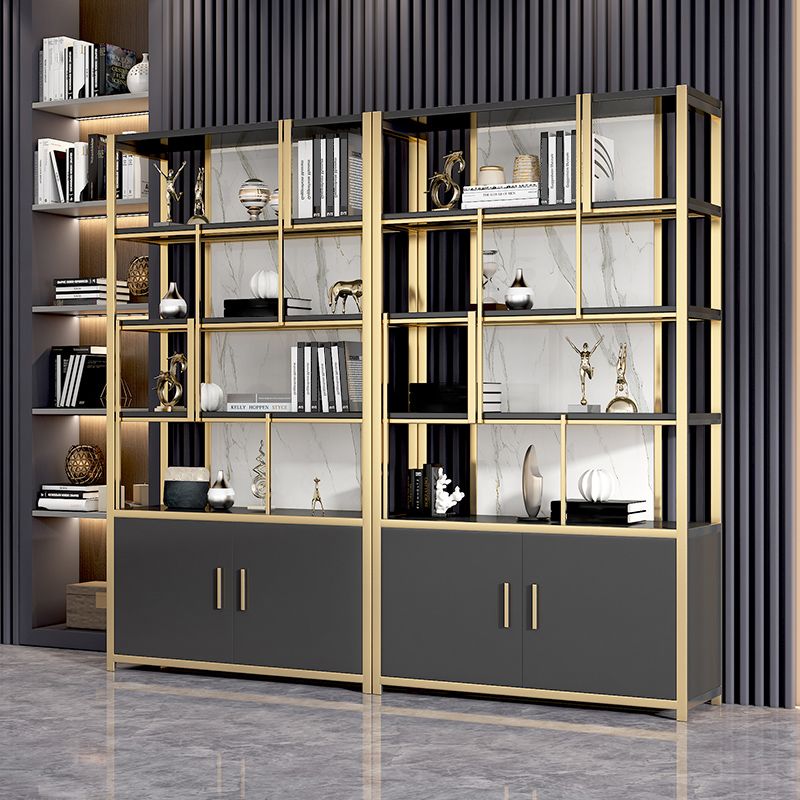 78.7"H Modern Style Bookcase Metal Open Back Bookshelf with Door for Home Office