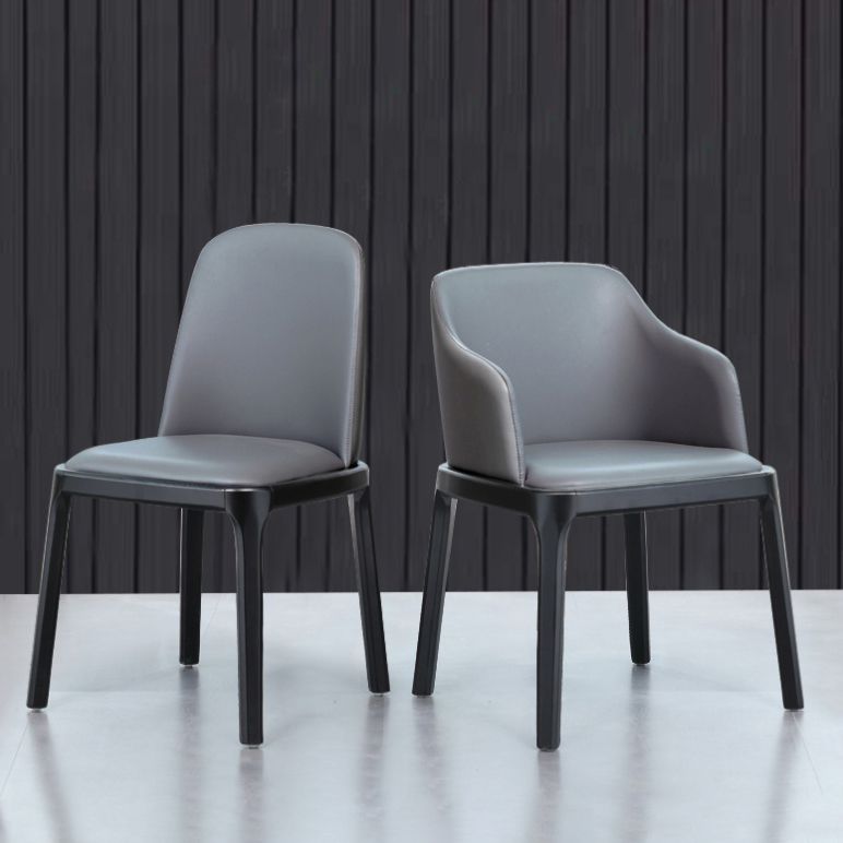 Silla auxiliar Industrial Ash Parsons de cuero con acabado mate (juego de 2)