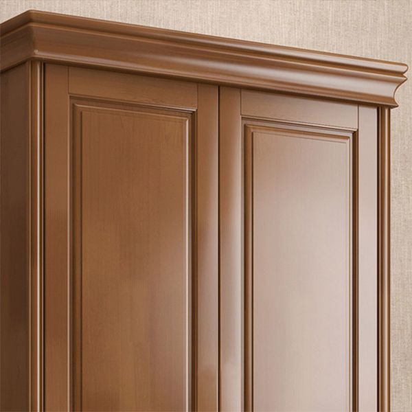 Rubberwood Armoire with Garment Rod Traditional Storage Cabinet with Drawers