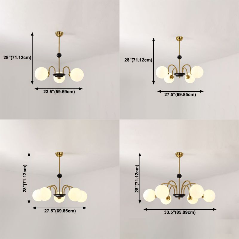 Modern Chandelier Simple Glass Shade Hanging Lighting Fixture for Sitting Room