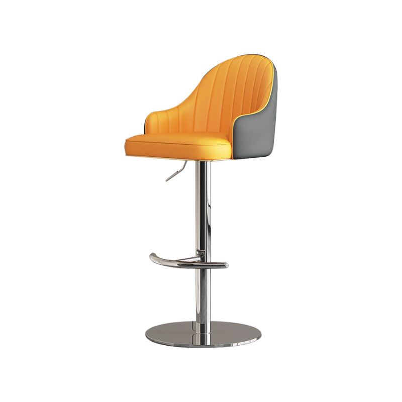 Swivel Adjustable Height Patio Bar Stool Upholstered Indoor Bar Stool with Chrome Base