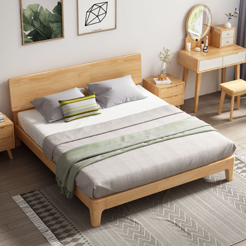 Traditional Wooden Standard Bed with Rectangular Headboard Bed
