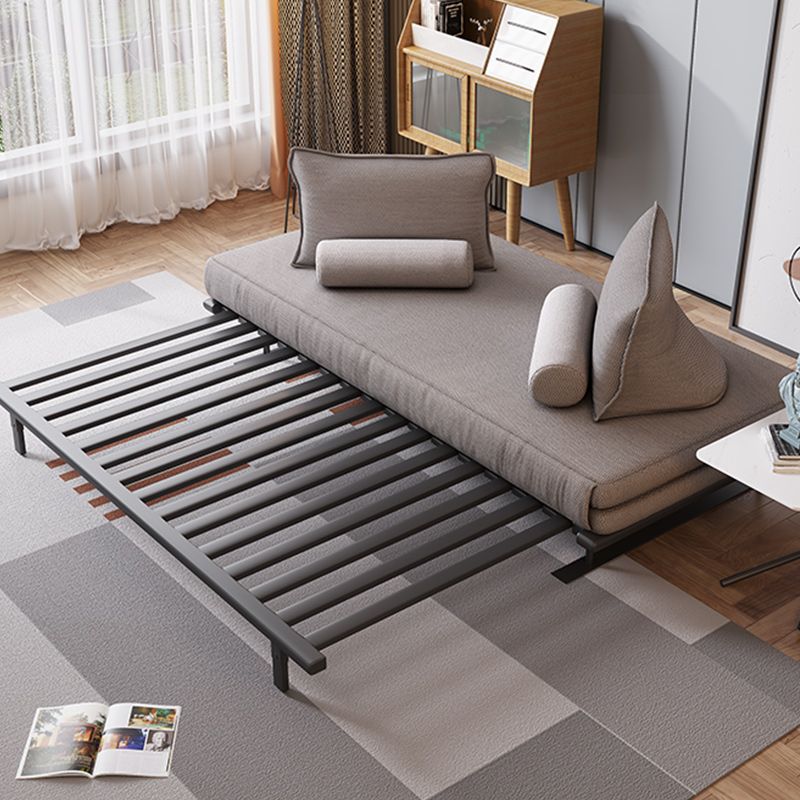 Modern Style Convertible Sofa Round Arm Upholstered Sofa Bed with Mattress