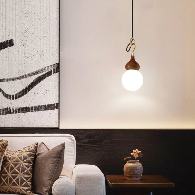Lumière pendule de gourde moderne 1-Light Wood suspendu plafond plafond pour salle à manger